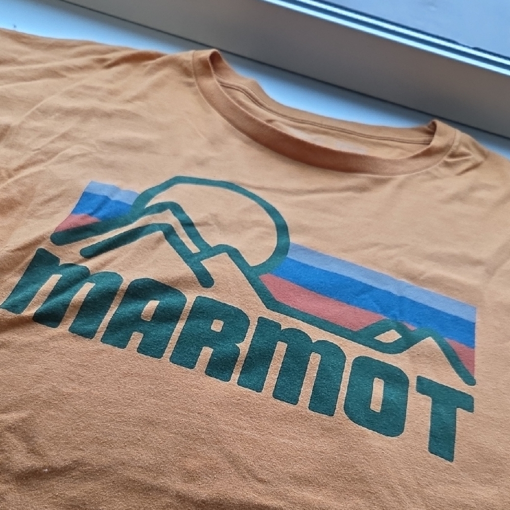 Marmot T-Shirt in Peach with Multicolor Graphic